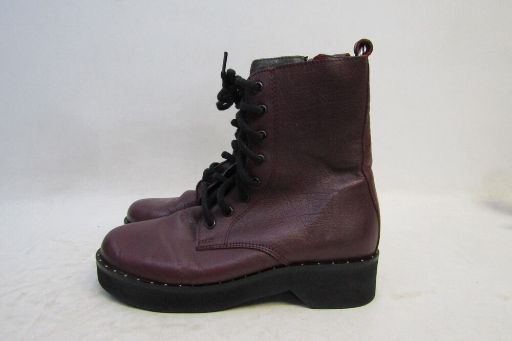 Steve Madden Womens Sz 8.5 M Burgundy Leather Lace Up Ankle Fashion Boots Bootie